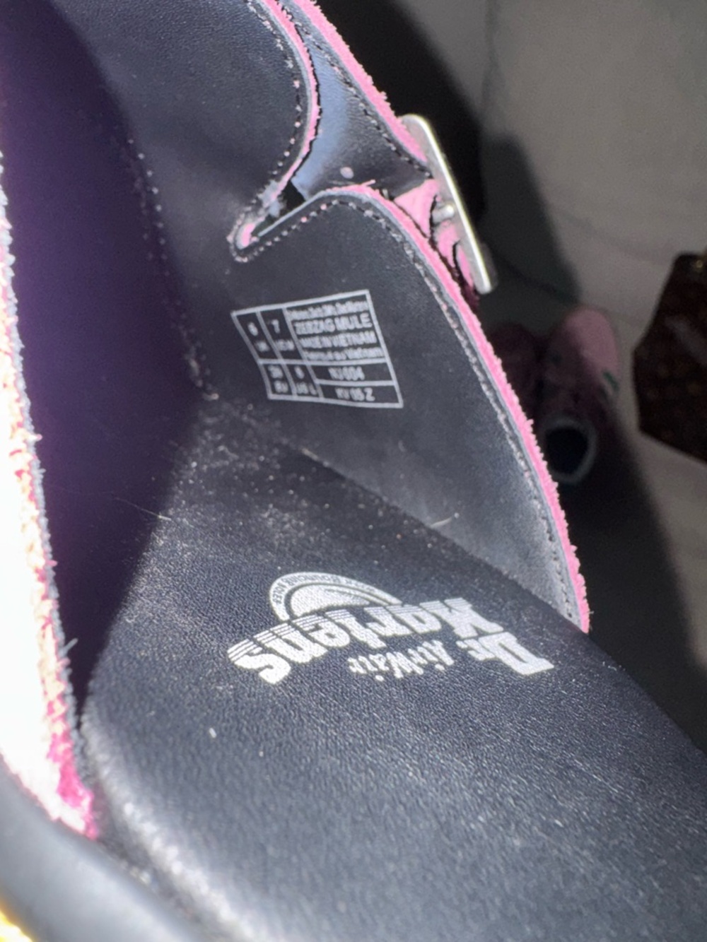 Dr. Martens Women's Mauve Suede Buckle Clog Mules - Picture 6 of 6